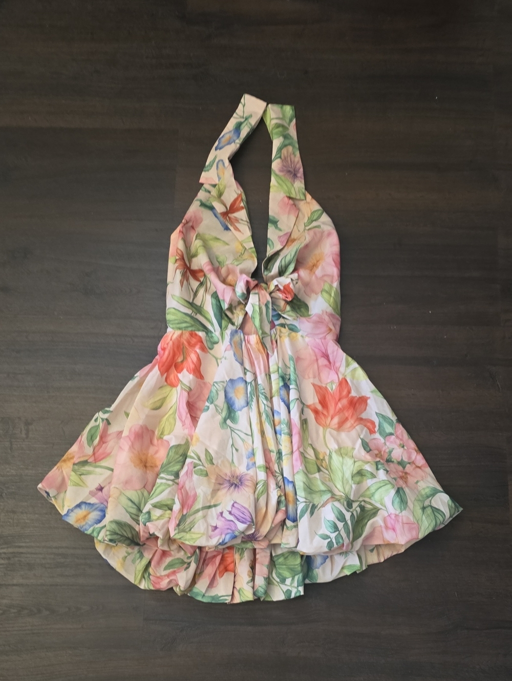 Fashion Nova Multicolor Floral Halter Dress - Pink, Green, Blue